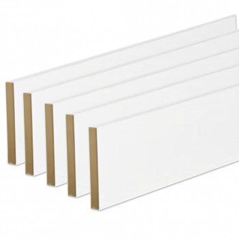 Pack de 5 plinthes bord carré MDF revêtues blanc 2200 x 68 x 9 mm PEFC 70%
