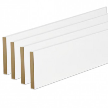 Pack de 4 plinthes bord carré MDF revêtues blanc 2200 x 68 x 12 mm PEFC 70%