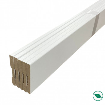 Pack de 5 plinthes bord carré MDF revêtues blanc 2200 x 68 x 9 mm PEFC 70%