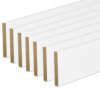 Pack de 7 plinthes bord carré MDF revêtues blanc 2200 x 120 x 12 mm PEFC 70%