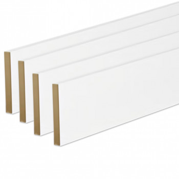 Pack de 4 plinthes bord carré MDF revêtues blanc 2200 x 50 x 16 mm PEFC 70%