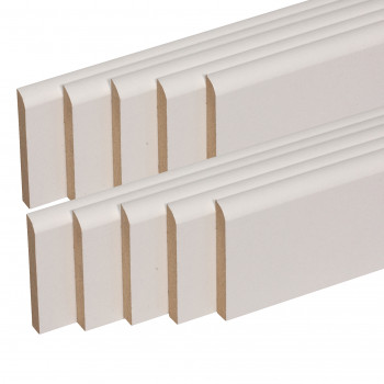 Pack de 10 plinthes bord arrondi MDF revêtues blanc 2200 x 35 x 10 mm PEFC 70%