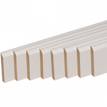 Pack de 8 plinthes bord arrondi MDF revêtues blanc 2200 x 80 x 14 mm PEFC 70%