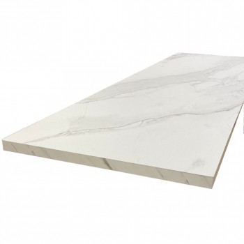 Plan de travail stratifié HPL marbre blanc 2000 x 650 x 38 mm FSC - Gamme Signature