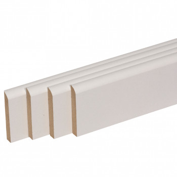 Pack de 4 plinthes bord arrondi MDF revêtues blanc 2200 x 150 x 16 mm PEFC 70%