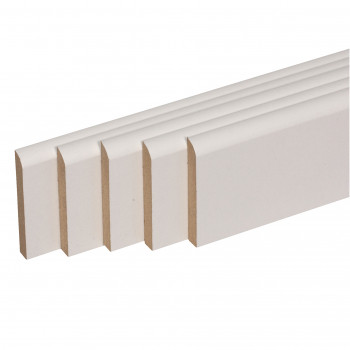 Pack de 5 plinthes bord arrondi MDF revêtues blanc 2000 x 68 x 9 mm PEFC 70%
