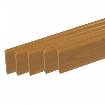 Pack de 5 plinthes bord arrondi MDF Revêtues hêtre 2000 x 68 x 9 mm PEFC 70%