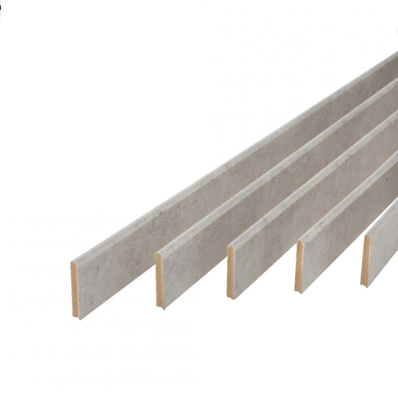Pack de 5 plinthes bord arrondi MDF Revêtues gris D5 2200 x 68 x 9 mm PEFC 70%