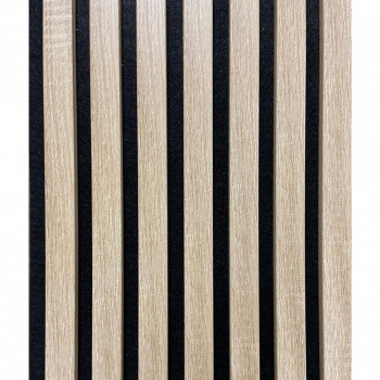 Lot de 6 TasseauX de finition Acoustic chêne clair sur fond NOIR 2600 x 20 x 12 mm - PEFC 70%