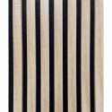 Lot de 2 Panneaux tasseaux Acoustic lamelles chêne clair sur fond noir 2600 x 300 x 17 mm -1,56 M2 PEFC 70 %