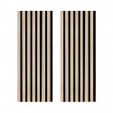 Lot de 2 Panneaux tasseaux Acoustic lamelles chêne clair sur fond noir 2600 x 300 x 17 mm -1,56 M2 PEFC 70 %