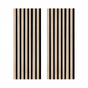 Lot de 2 Panneaux tasseaux Acoustic lamelles chêne clair sur fond noir 2600 x 300 x 17 mm -1,56 M2 PEFC 70 %