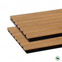 Lot de 2 panneaux tas. Decowall Acoustic coul.chêne bronze sur feutrine noire 2600x300x17mm PEFC 70%