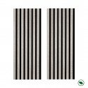 Lot de 2 Panneaux mural acoustic lamelles chêne gris sur fond noir 2600 x 300 x 17 mm -1,56 M2 PEFC 70 %