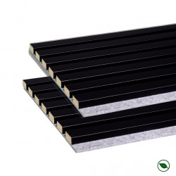 Lot de 2 Panneaux tasseaux Acoustic coul.noir sur feutrine grise 2600x300x17mm PEFC 70%