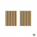 Lot de 2 demi Panneaux mural décoratif lamelles MDF chêne clair fond noir 1250 x 287 x 20 mm-0,72 M2 PEFC 70%