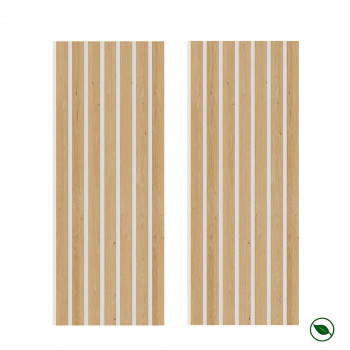 Lot de 2 panneaux tasseaux MDF chêne clair sur fond blanc 2500 x 300 x 20 mm-1,435 M2 PEFC 70%