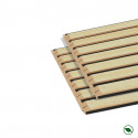 Lot de 2 Panneaux mural décoratif lamelles chêne clair sur fond noir 2500 x 300 x 20 mm-1,435 M2 PEFC 70 %
