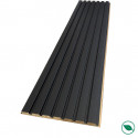 Lot de 2 demi Panneaux mural décoratif lamelles MDF noir 1250 x 287 x 20 mm-0,72 M2 PEFC 70%