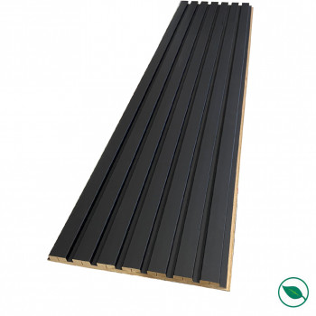 Lot de 2 demi Panneaux mural décoratif lamelles MDF noir 1250 x 287 x 20 mm-0,72 M2 PEFC 70%