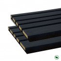 Lot de 2 Panneaux tasseaux acoustic BLEND lamelles MDF chêne lave sur fond noir 2600 x 300 x 17 mm - 1,56 M2 PEFC 70%
