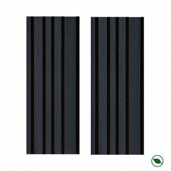Lot de 2 Panneaux tasseaux acoustic BLEND lamelles MDF chêne lave sur fond noir 2600 x 300 x 17 mm - 1,56 M2 PEFC 70%