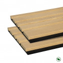 Lot de 2 Panneaux tasseaux acoustic BLEND lamelles MDF chêne naturel sur fond noir 2600 x 300 x 17 mm - 1,56 M2 PEFC 70%