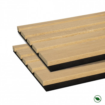 Lot de 2 Panneaux tasseaux acoustic BLEND lamelles MDF chêne naturel sur fond noir 2600 x 300 x 17 mm - 1,56 M2 PEFC 70%