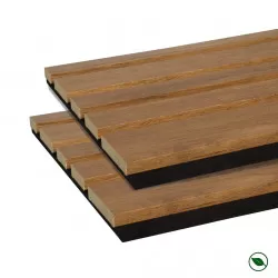 Lot de 2 Panneaux tasseaux acoustic BLEND lamelles MDF chêne bronze sur fond noir 2600 x 300 x 17 mm - 1,56 M2 PEFC 70%