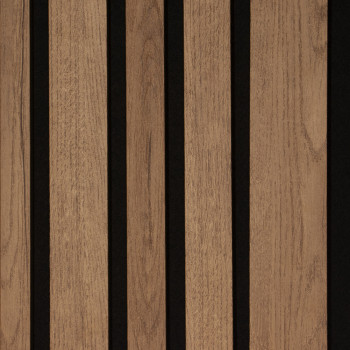 Lot de 2 Panneaux tasseaux acoustic BLEND lamelles MDF chêne bronze sur fond noir 2600 x 300 x 17 mm - 1,56 M2 PEFC 70%