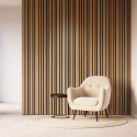 Lot de 2 Panneaux tasseaux acoustic BLEND lamelles MDF chêne bronze sur fond noir 2600 x 300 x 17 mm - 1,56 M2 PEFC 70%