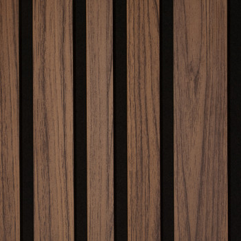 Lot de 2 Panneaux tasseaux acoustic BLEND lamelles MDF noyer naturel sur fond noir 2600 x 300 x 17 mm - 1,56 M2 PEFC 70%