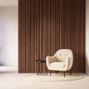 Lot de 2 Panneaux tasseaux acoustic BLEND lamelles MDF noyer naturel sur fond noir 2600 x 300 x 17 mm - 1,56 M2 PEFC 70%