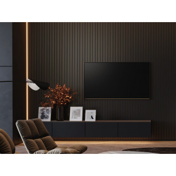Lot de 2 Panneaux tasseaux acoustic LUXX Noir mat sur fond bronze 2500x287x20 mm PEFC 70%