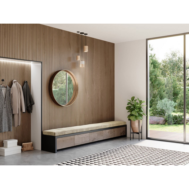Lot de 2 Panneaux tasseaux acoustic LUXX Catsle oak sur fond bronze 2500x287x20 mm PEFC 70