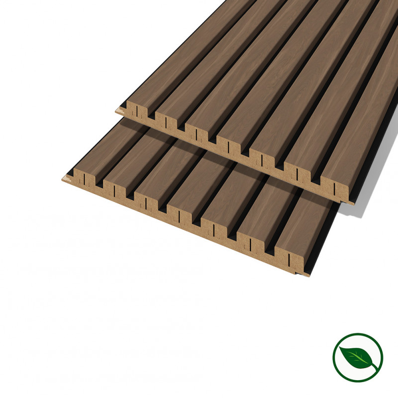 Lot de 2 demi Panneaux mural décoratif lamelles MDF Castle OAK 1250 x 287 x 20 mm-0,72 M2 PEFC 70%