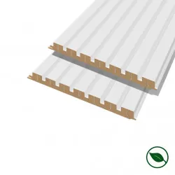 Lot de 2 demi Panneaux mural décoratif lamelles MDF blanc (à peindre) 1250 x 287 x 20 mm-0,72 M2 PEFC 70%