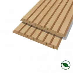 Lot de 2 demi Panneaux mural décoratif lamelles MDF chêne clair 1250 x 287 x 20 mm-0,72 M2 PEFC 70%