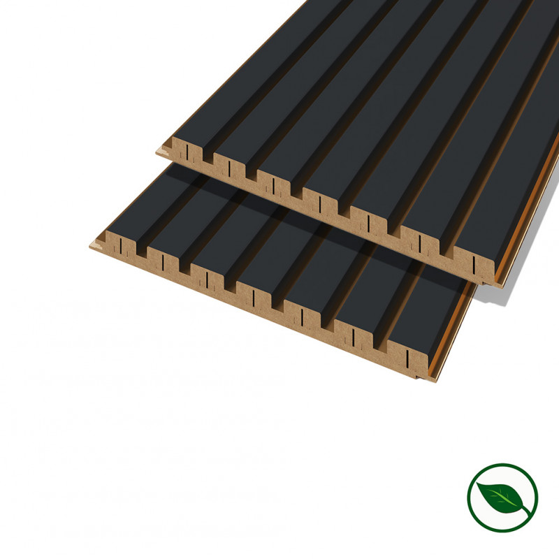 Lot de 2 Panneaux tasseaux acoustic LUXX Noir mat sur fond bronze 2500x287x20 mm PEFC 70%