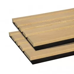 Lot de 2 Panneaux tasseaux acoustic BLEND lamelles MDF chêne naturel sur fond noir 2600 x 300 x 17 mm - 1,56 M2 PEFC 70%