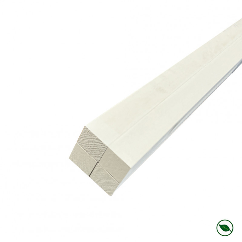 Lot de 4 tasseaux sapin du Nord prépeints blanc 2400 x 34 x 34 mm FSC