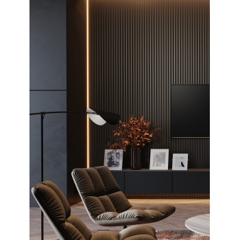 Lot de 2 Panneaux tasseaux acoustic LUXX Noir mat sur fond bronze 2770x287x20 mm PEFC 70%