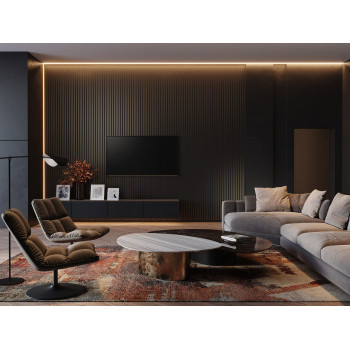 Lot de 2 Panneaux tasseaux acoustic LUXX Noir mat sur fond bronze 2770x287x20 mm PEFC 70%