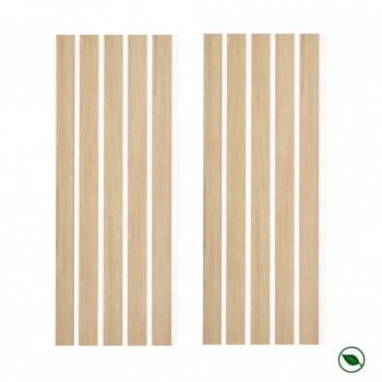 Lot de 2 panneaux tasseaux MDF chêne clair sur fond blanc 2600 x 300 x 15 mm – 1,56 m²