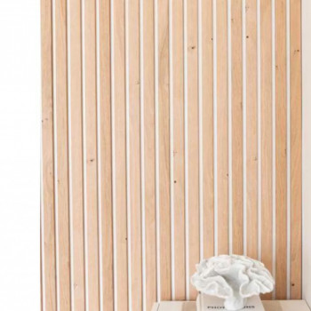 Lot de 2 panneaux tasseaux MDF chêne clair sur fond blanc 2600 x 300 x 15 mm – 1,56 m²