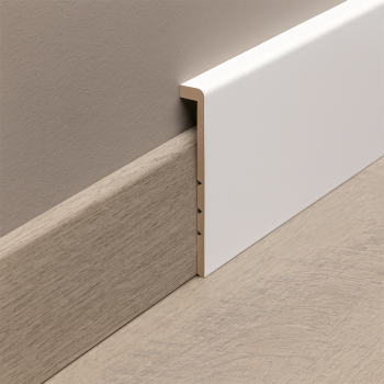 Lot de 6 surplinthes MDF revêtues blanc satiné 2400 x 130 x 16 mm PEFC 70%