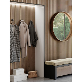 Lot de 2 Panneaux tasseaux acoustique LUXE Catsle oak sur fond bronze 2770x287x20 mm PEFC 70%