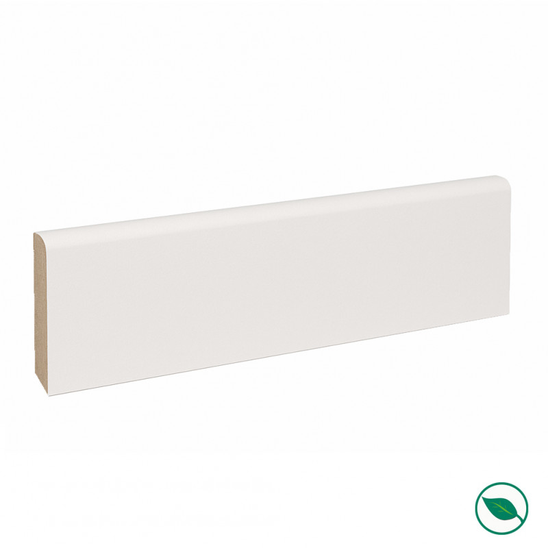 Pack de 5 plinthes bord arrondi MDF revêtues blanc 2200 x 96 x 10 mm PEFC 70%