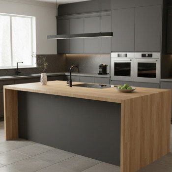 Plan de travail Chêne massif lamellé collé abouté 3000 x 650 x 38 mm - FSC100%