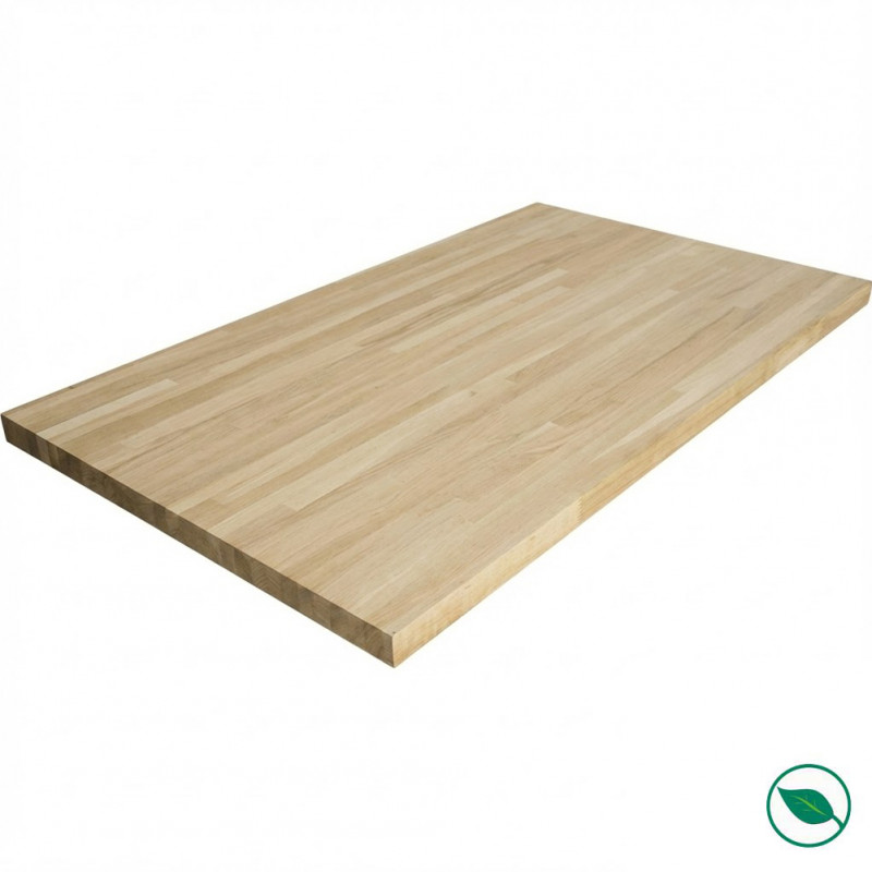 Plan de travail Chêne massif lamellé collé abouté 2500 x 650 x 38 mm - FSC 100%.